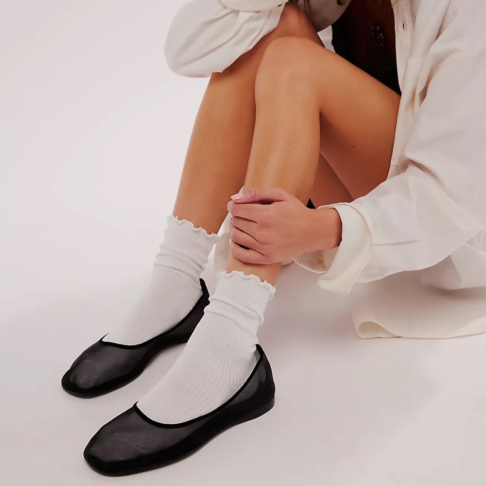 JEFFREY CAMPBELL Mesh Muse Ballet Flats - Black